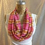 Infinity scarf, PLAID, Pink, White, Yellow and Berry. Polyester Chiffon.Handmade in USA. | Amazon (US)