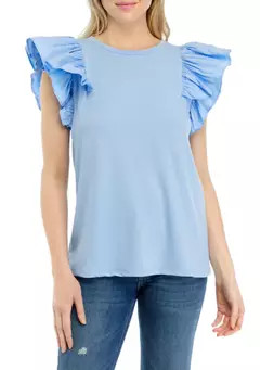 Women's Poplin Solid Baby Terry Blouse | Belk