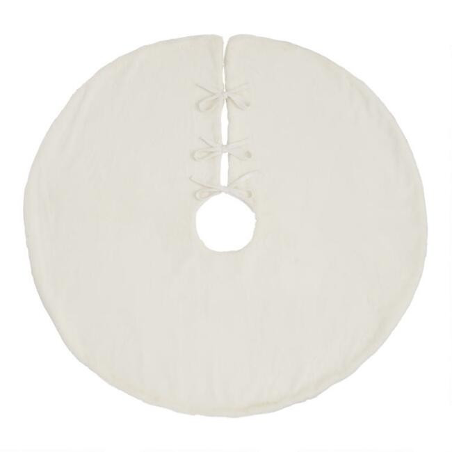 Ivory Faux Fur Plush Tree Skirt | World Market