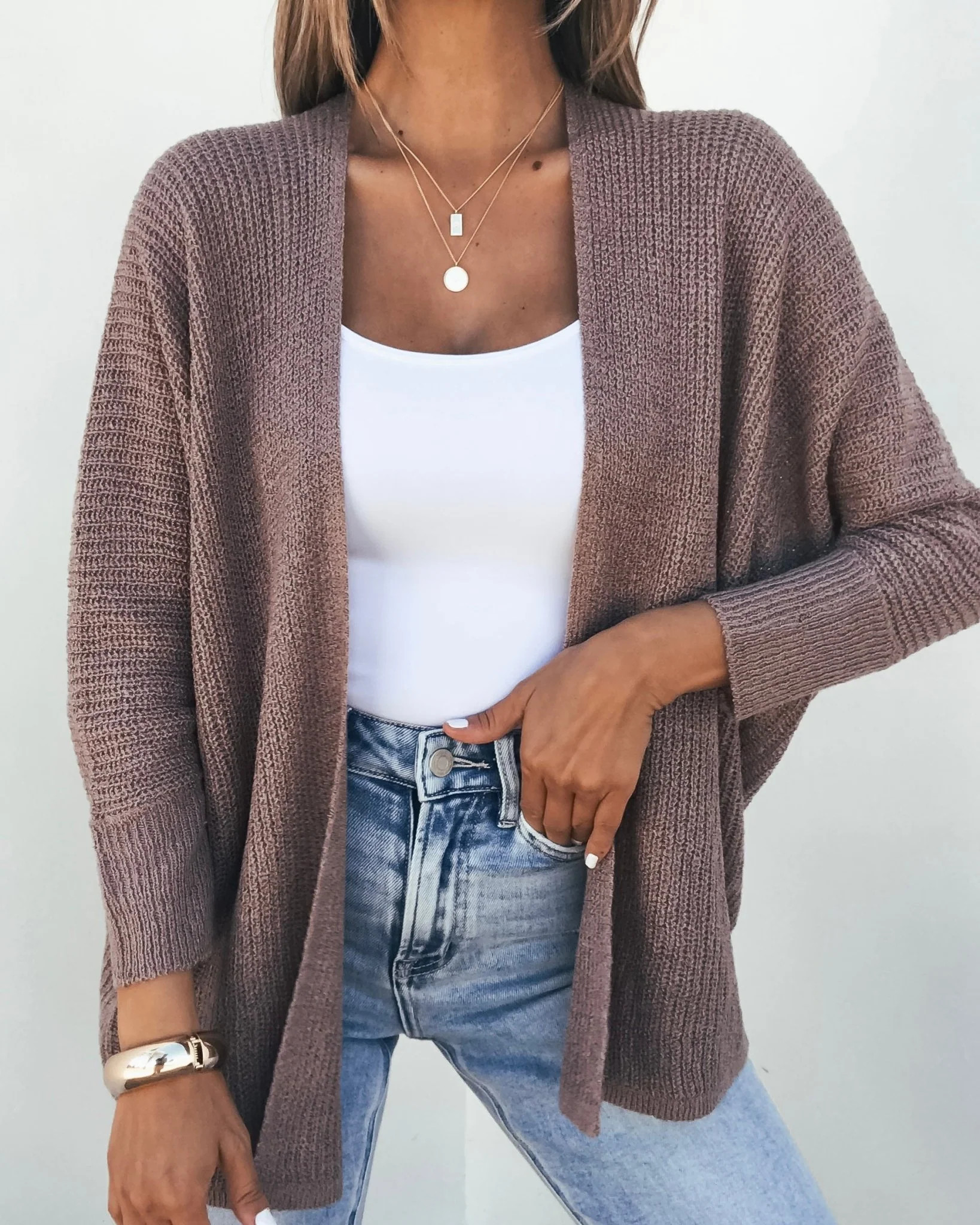 Mocha Dolman Sleeve Open Front Cardigan | Magnolia Boutique