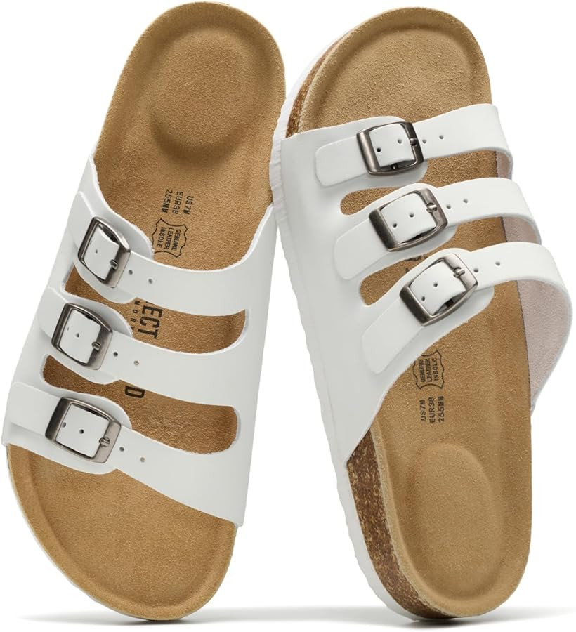 Project Cloud 100% Genuine Leather Summer Sandals for Women 2026 - Memory Foam & Cork Footbed Bea... | Amazon (US)