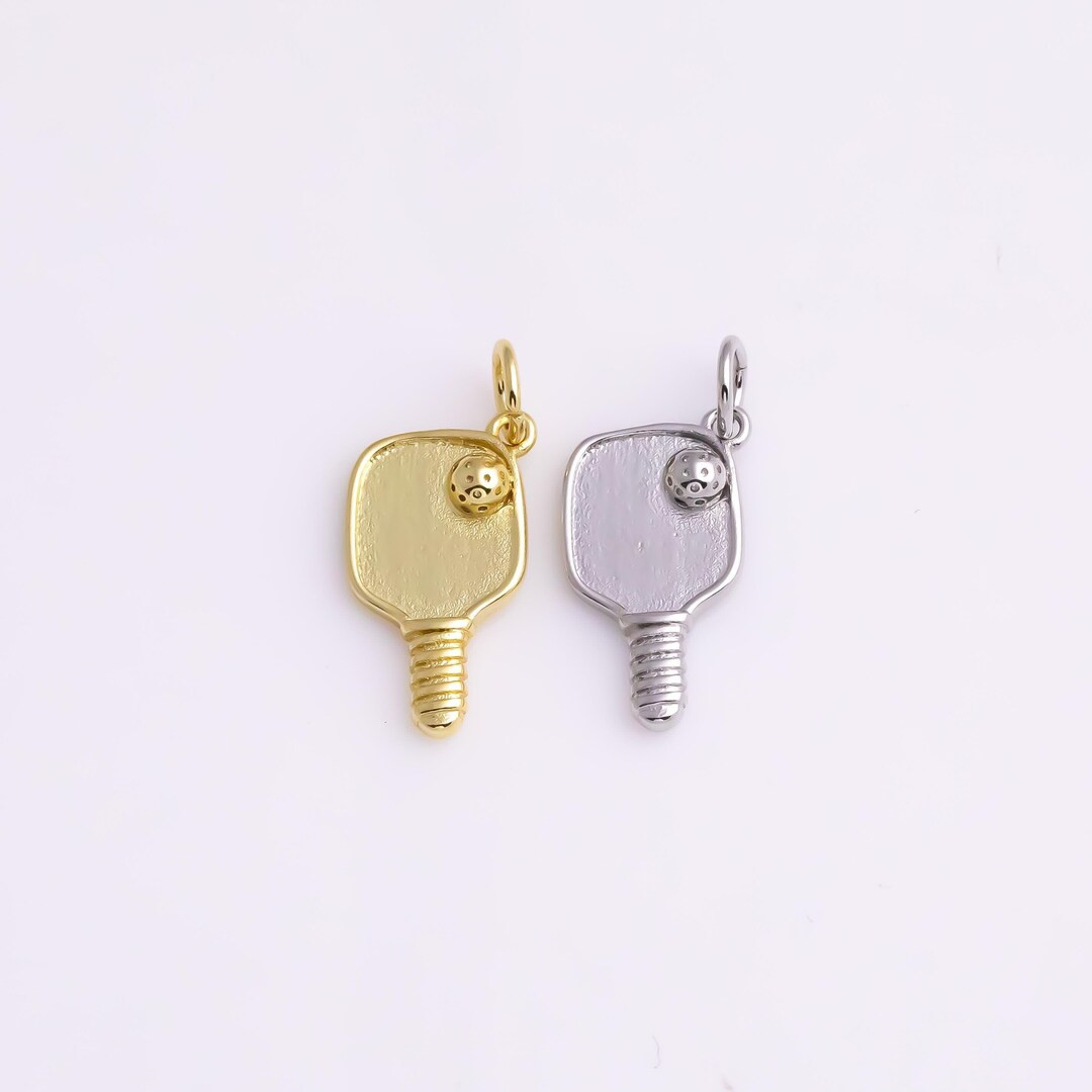 Pickleball Pickle Ball Racket 9x17mm 18k Gold Filled Silver Charms Bracelet Necklace Pendant Mini... | Etsy (US)