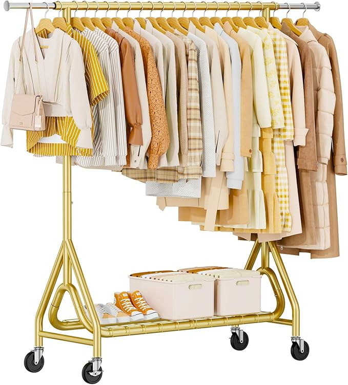 Heavy Duty Clothes Rack, Metal Clothing Rack Load 450 LBS, Rolling Coat Racks for Hanging Clothes... | Amazon (US)