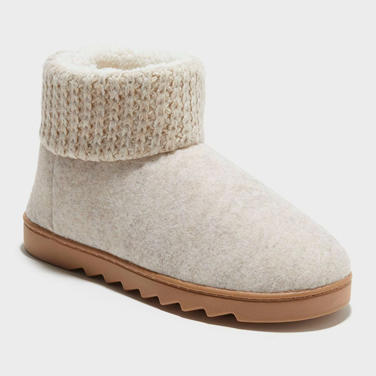 dluxe by dearfoams Women's Knit Cuff Felted Bootie Slippers | Target