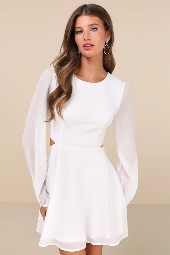 Garden Bliss White Long Sleeve Cutout Mini Dress
            Lulus
         $79
        Product R... | Lulus