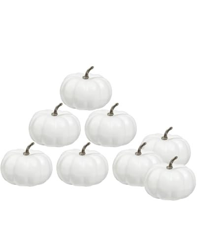 vensovo 4 Inch Small White Pumpkins for Decorating - 8PCS Foam Decorative Pumpkins for Fall, Halloween, Thanksgiving Decor - Paintable Artificial Pumpkins | Amazon (US)