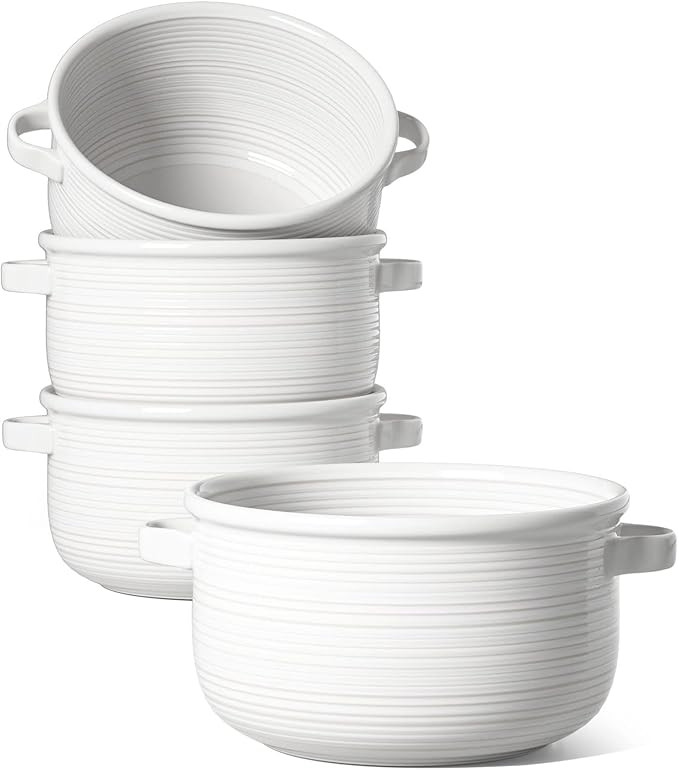 LE TAUCI Soup Bowls with Handles, Ceramic French Onion Soup Bowls 28 Ounces for Soup, Cereal, Chi... | Amazon (US)