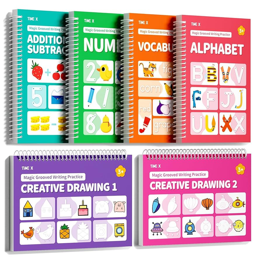 TIME X Magic Grooved Writing Practice Books, Reusable Handwriting Practice Books, Groove Workbook... | Amazon (US)