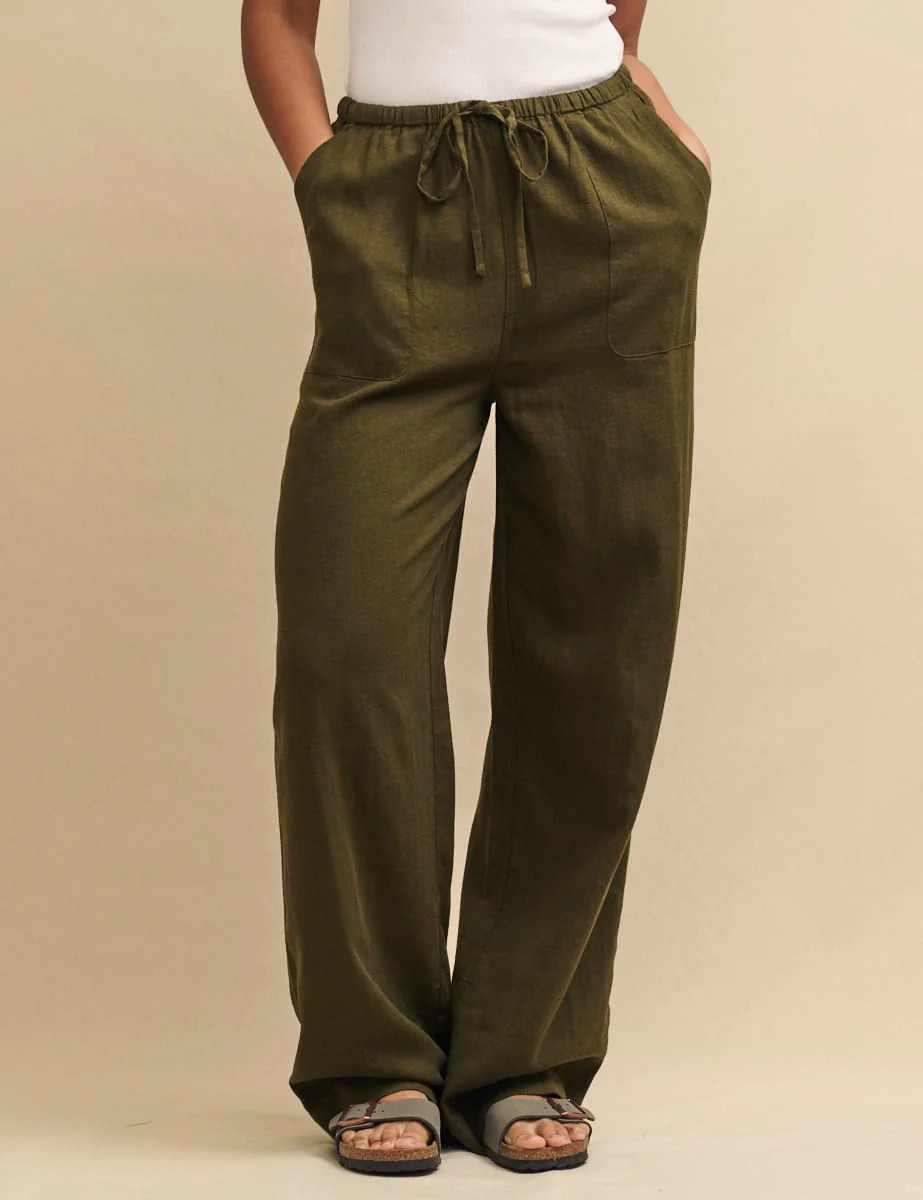 Petite Khaki Green Linen-blend Drawstring Trousers
  

  
    £65.00 | Nobody's Child