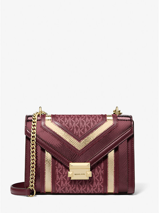Whitney Medium Signature Logo and Metallic Shoulder Bag | Michael Kors CA