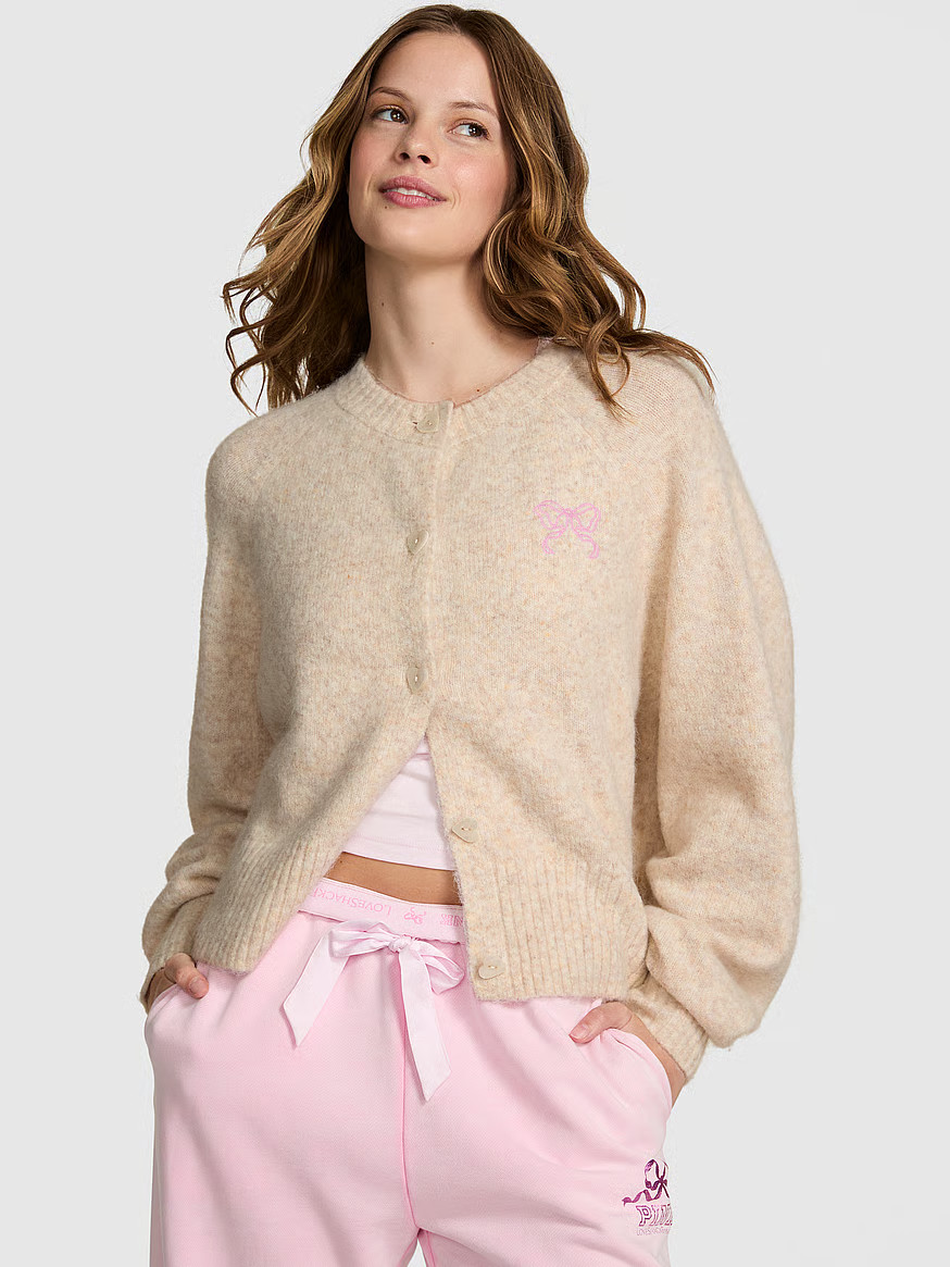 Buy PINK x LoveShackFancy Boxy Cardigan, Vs Natural Heather - Order Sweaters online - PINK US | Victoria's Secret (US / CA )