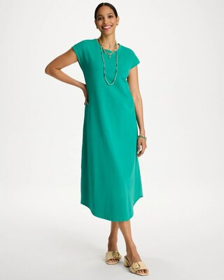 Women's Soft-Stretch Cotton Dress in Topanga Green | Chico's | Chico's