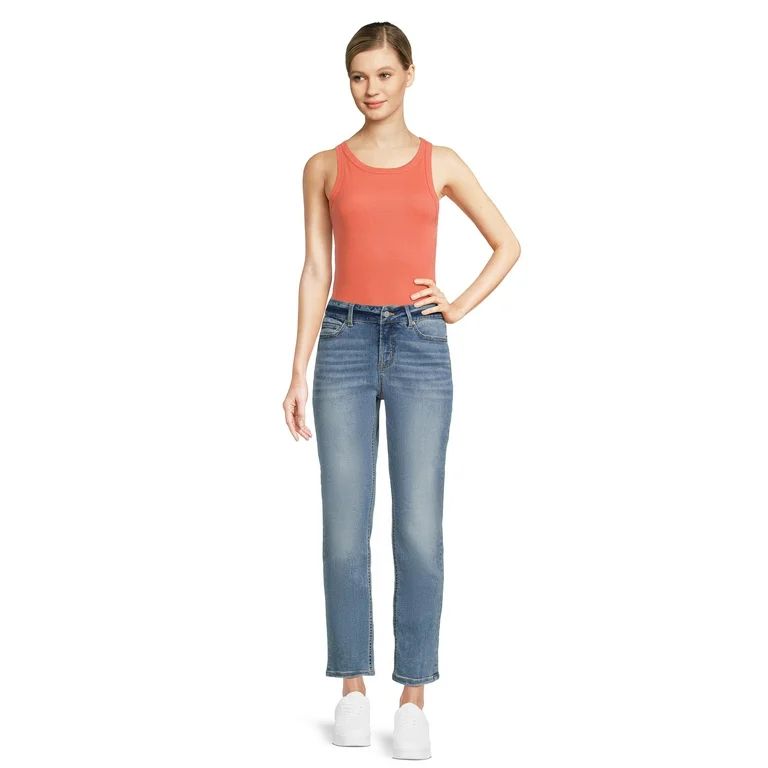 Time and Tru Women’s Mid Rise Straight Jeans, 29" Inseam for Regular, Sizes 2-18 | Walmart (US)