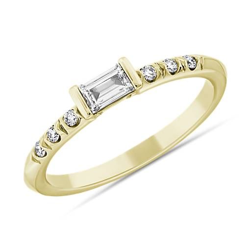 LIGHTBOX Lab-Grown Diamond Baguette Stackable Ring in 14k Yellow Gold (1/3 ct. tw.) | Blue Nile | Blue Nile