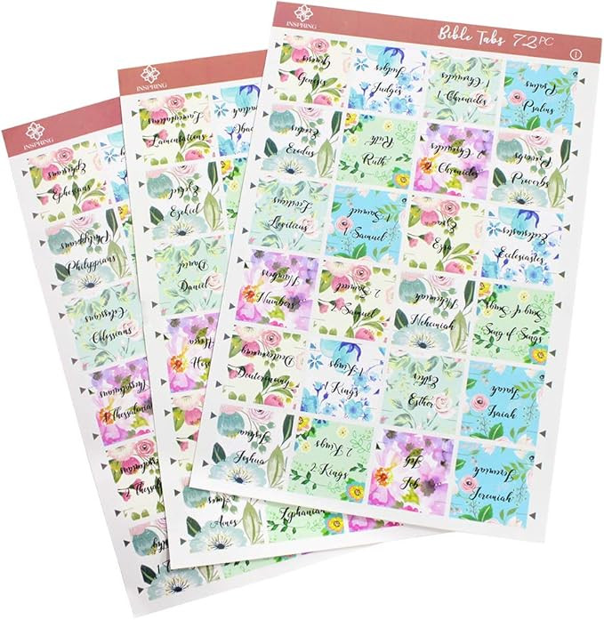 INSPRING Bible Tabs Floral Adhesive Stickers for Indexing 72 Pieces (66 Books and 6 Blanks) Chris... | Amazon (US)