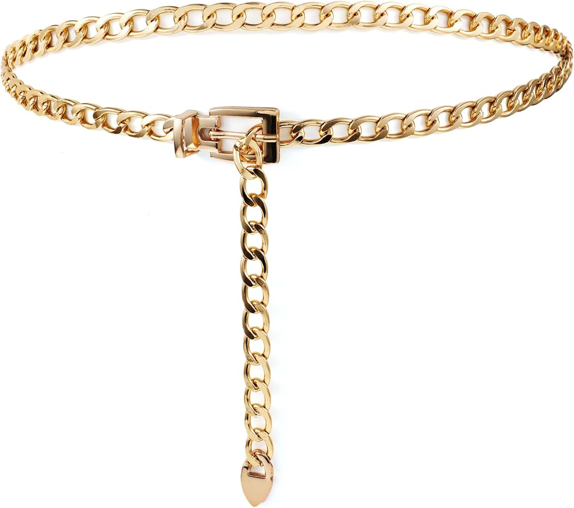 TIESOME Chain Belt for Women Girls Adjustable Gold Metal Waist Chain Chunky Chain Belts for Dress... | Amazon (US)