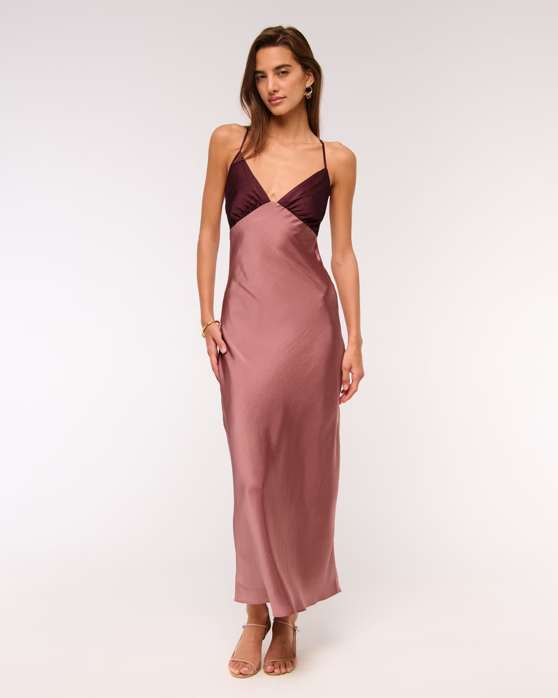 The A&F Julia Slip Tie-Back Maxi Dress | Abercrombie & Fitch (US)