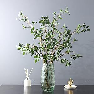 DULRLLY 3 Pcs Artificial Ficus Branches Leaf Spray, Faux Greenery Long Stems 44.5 Inch Tall Ficus... | Amazon (US)