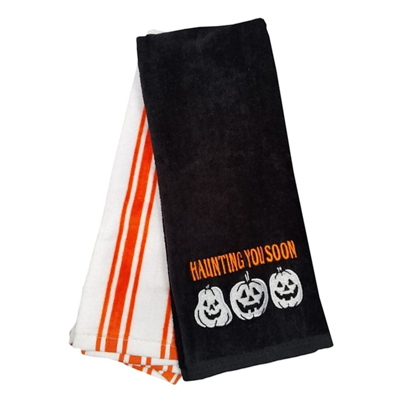 2-Pack Happy Haunting Pumpkin Hand Towels | At Home
