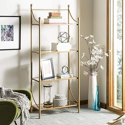 Safavieh Home Collection Diana 4 Tier Etagere, Gold Liquid and Tempered Glass | Amazon (US)