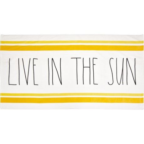 Rae Dunn “Live in the Sun” Beach Towel - 36x38", White-Yellow | Sierra
