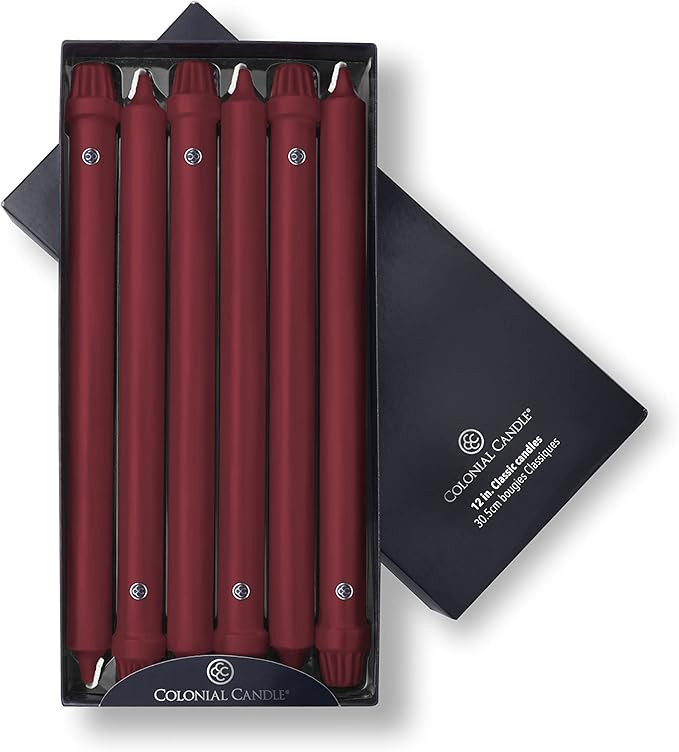 Colonial Candle Unscented Taper Candle, Classic Collection, Traditional Cranberry, 12 In, Pack of... | Amazon (US)