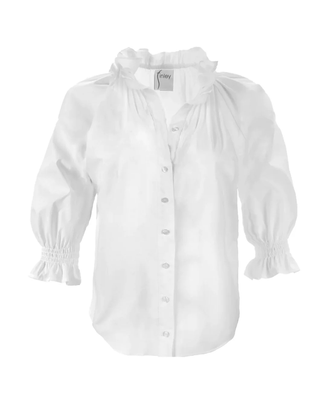 FIONA RUFFLE NECK POPLIN SHIRT WHITE / XXS | FEBE Clothing