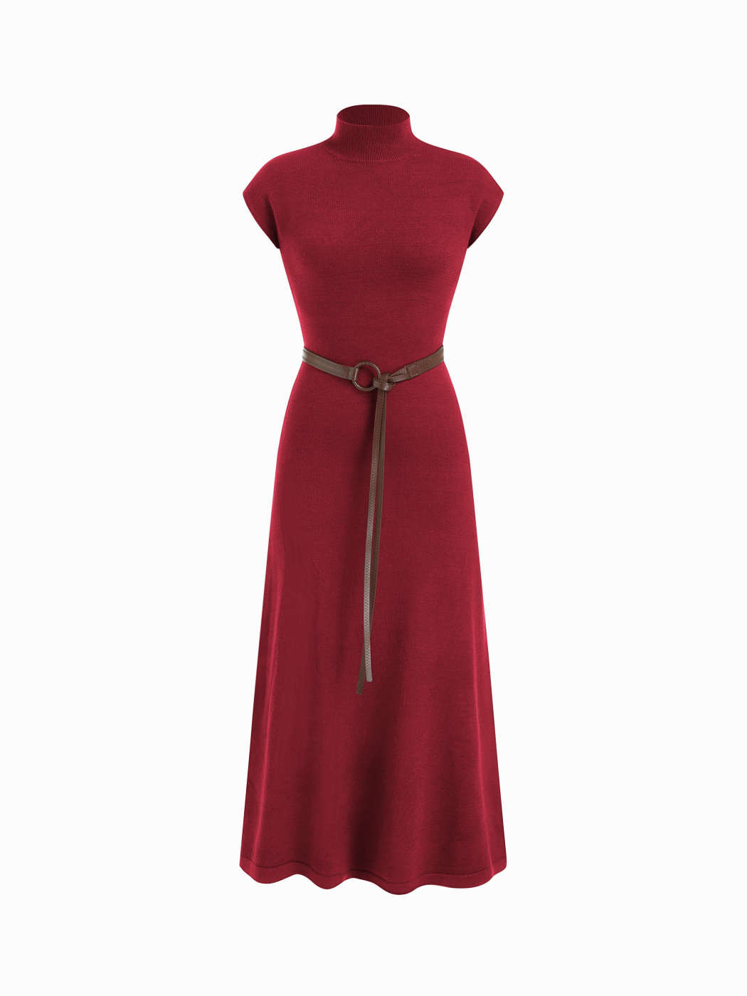 High Neck Ruched Asymmetrical Hem Midi Dress CHF 52.90 | Cider