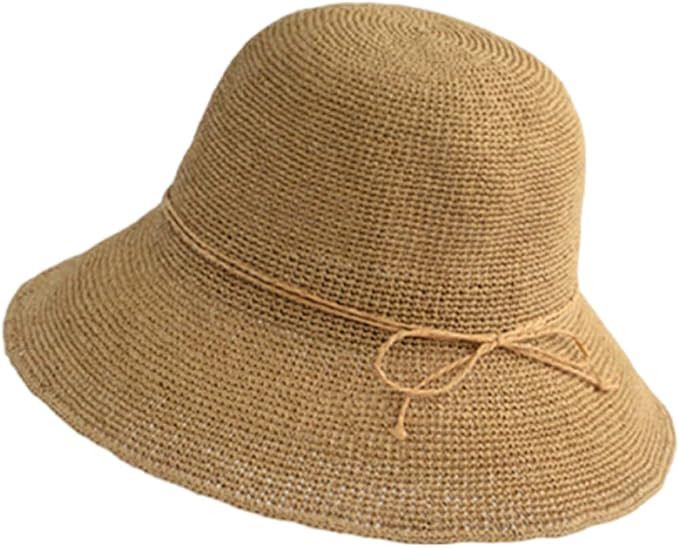 Girls Sun Hats Solid Color Straw Hat Kids Wide Brim Sun Protection Beach Cap with Bow UPF 50 Buck... | Amazon (US)