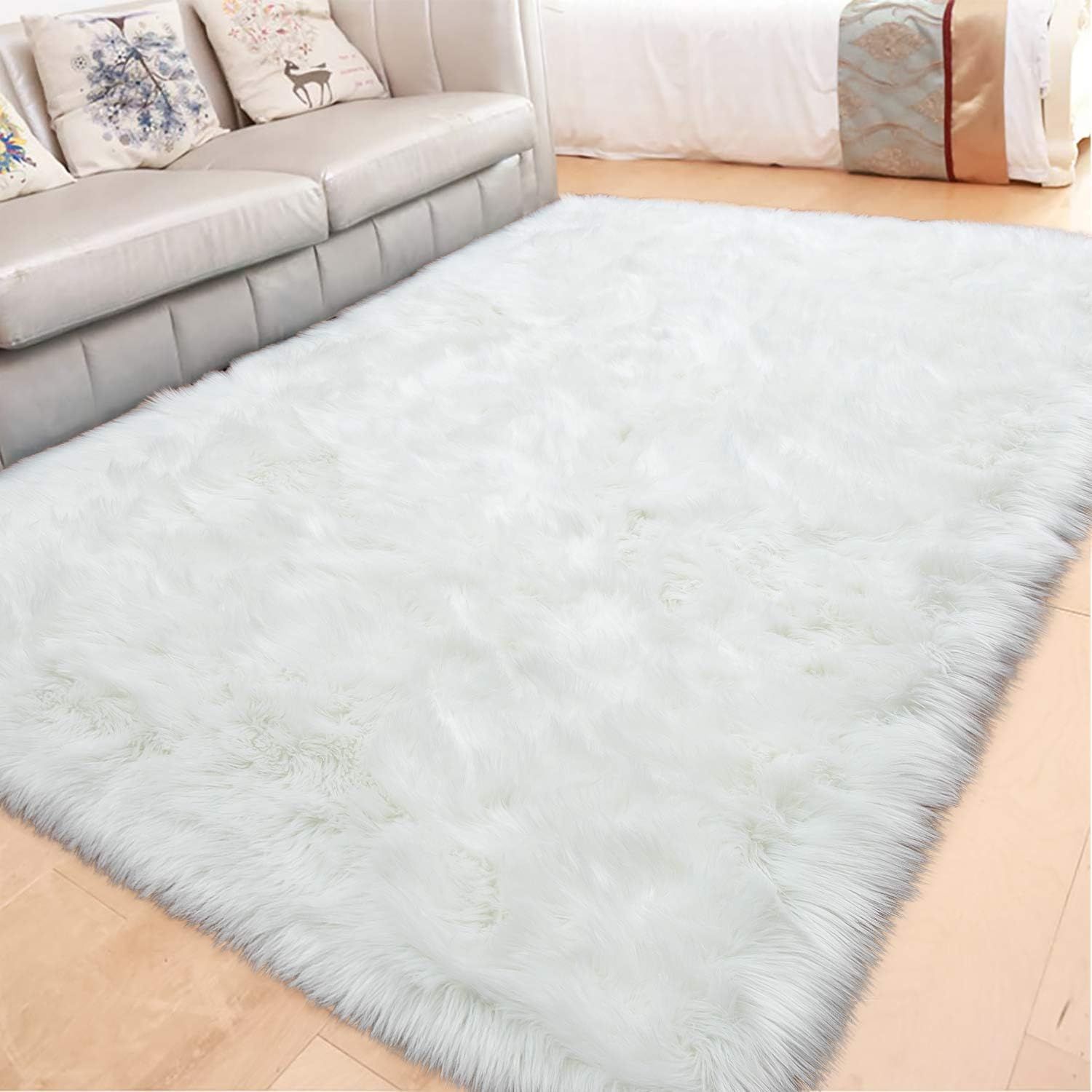 LOCHAS Ultra Soft Fluffy Rugs Faux Fur Sheepskin Area Rug for Bedroom Bedside Living Room Carpet ... | Amazon (US)