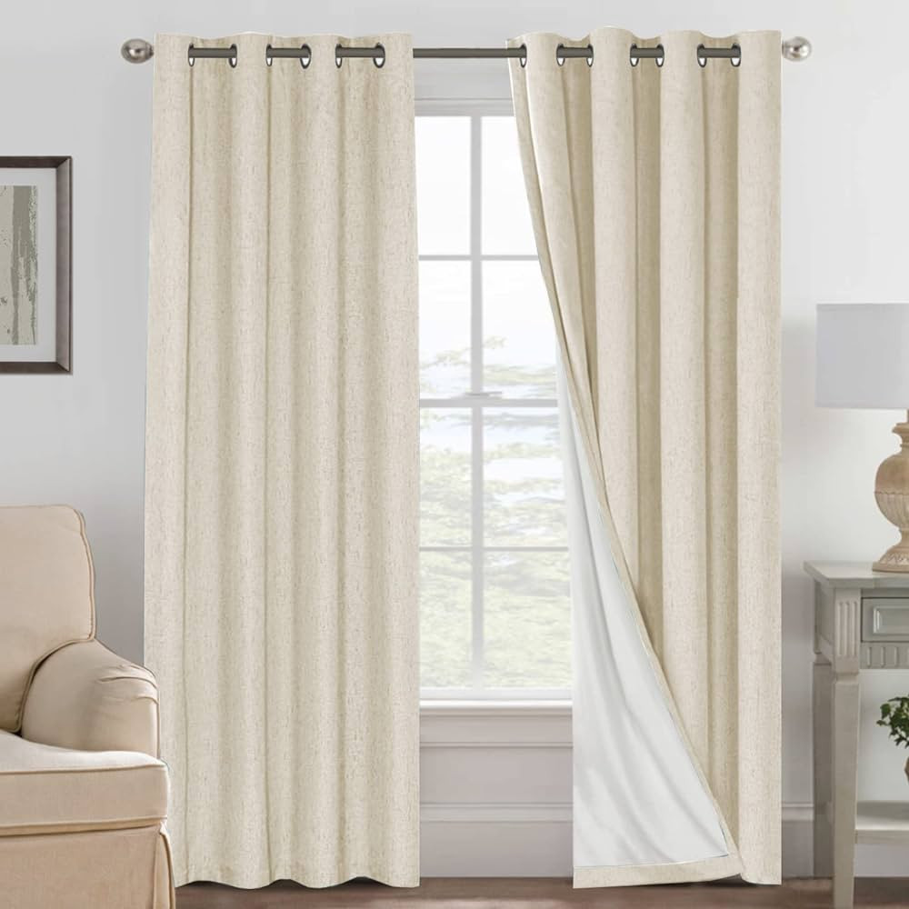 H.VERSAILTEX 100% Blackout Curtains for Bedroom Thermal Insulated Linen Textured Curtains Heat an... | Amazon (US)