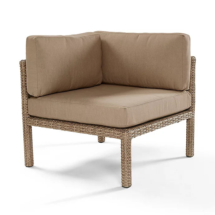 All-Weather Wicker Aluminum Woven Corner Chair in Light Brown | Bed Bath & Beyond