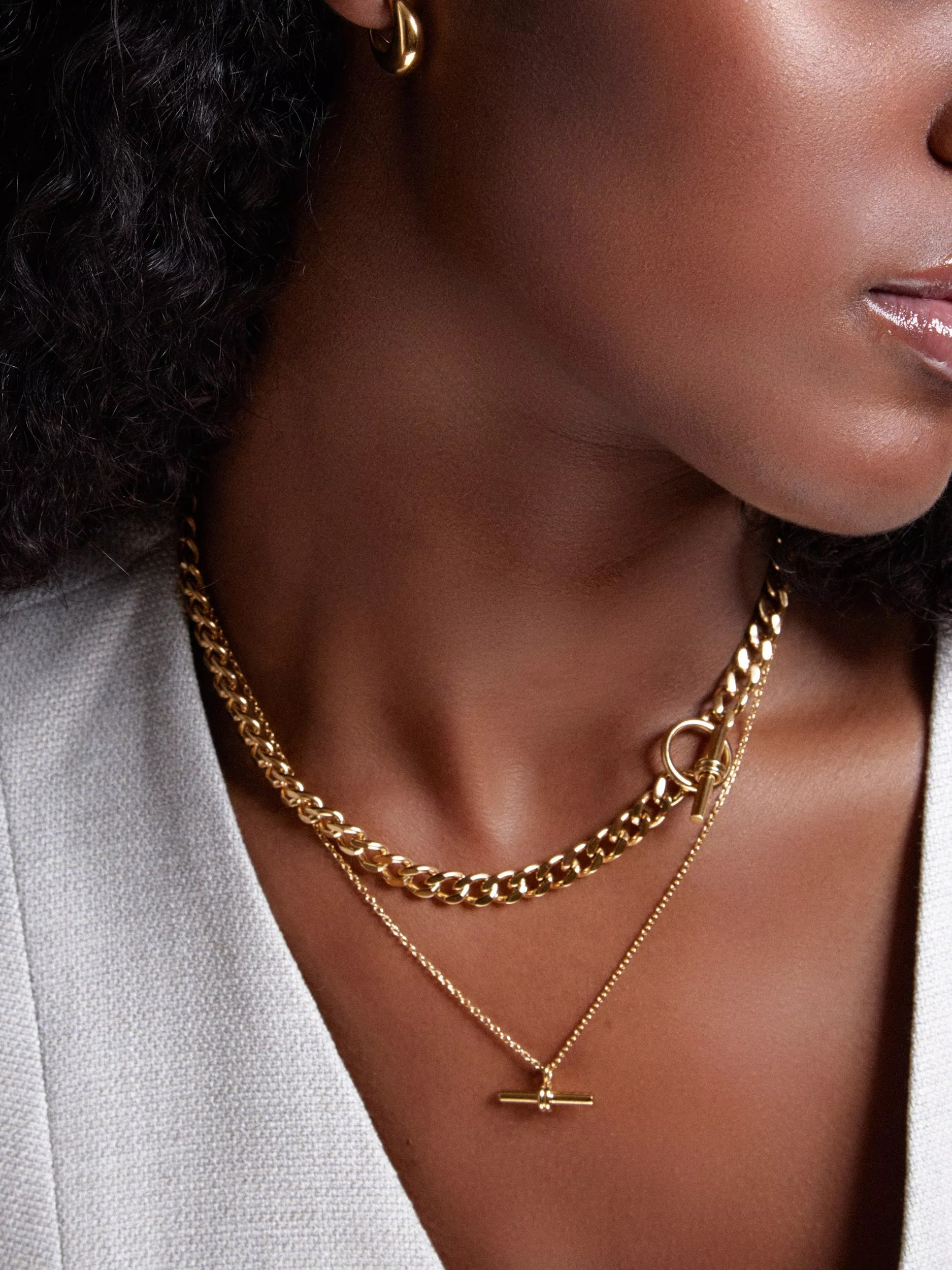 Orelia LUXE Linear T-Bar Drop Necklace, Pale Gold | John Lewis (UK)