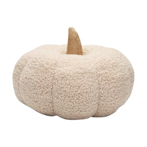 Pearhead Sherpa Pumpkin, Plush Stuffed Halloween Home Decorations, Modern Fall Home Decor, 6.5" x 9", Cream | Amazon (US)