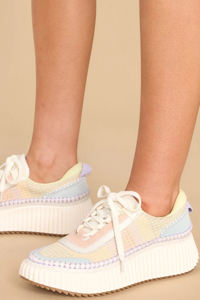 Dolen Pastel Stripe Knit Sneakers | Red Dress 