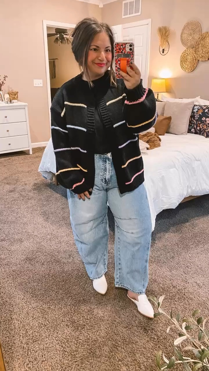 Brighten up your day and your outfit with this fabulous striped cardigan! Perfect for layering and adding a pop of color to any look.
mules: fit true to size // wearing a 5
jeans: fit true to size // wearing a 14
muscle tee: fits true to size // wearing a large
cardigan: fits true to size // wearing a large 

 #LTKMidsize #LTKFindsUnder50 #LTKStyleTip