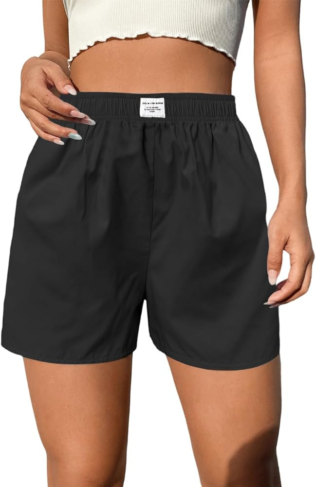 SOLY HUX Women's Striped Shorts Elastic High Waisted Straight Leg Summer Shorts | Amazon (US)