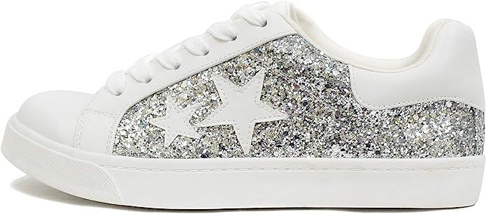 Soda Wander ~ Lace-up Double Layer Foam Padded Cushion Sock with Stars Low top Fashion Sneakers | Amazon (US)