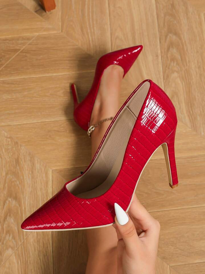 Women's Red High Heel Stiletto Shoes, Sexy Ladies Pointed Toe Pumps | SHEIN