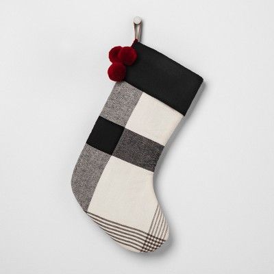Holiday Stocking - Plaid - White / Black - Hearth & Hand™ with Magnolia | Target