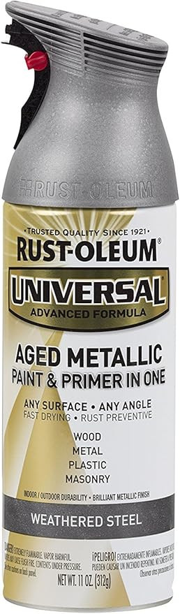 Rust-Oleum 285073 Universal All Surface Aged Metallic Spray Paint, 11 oz, Weathered Steel | Amazon (US)