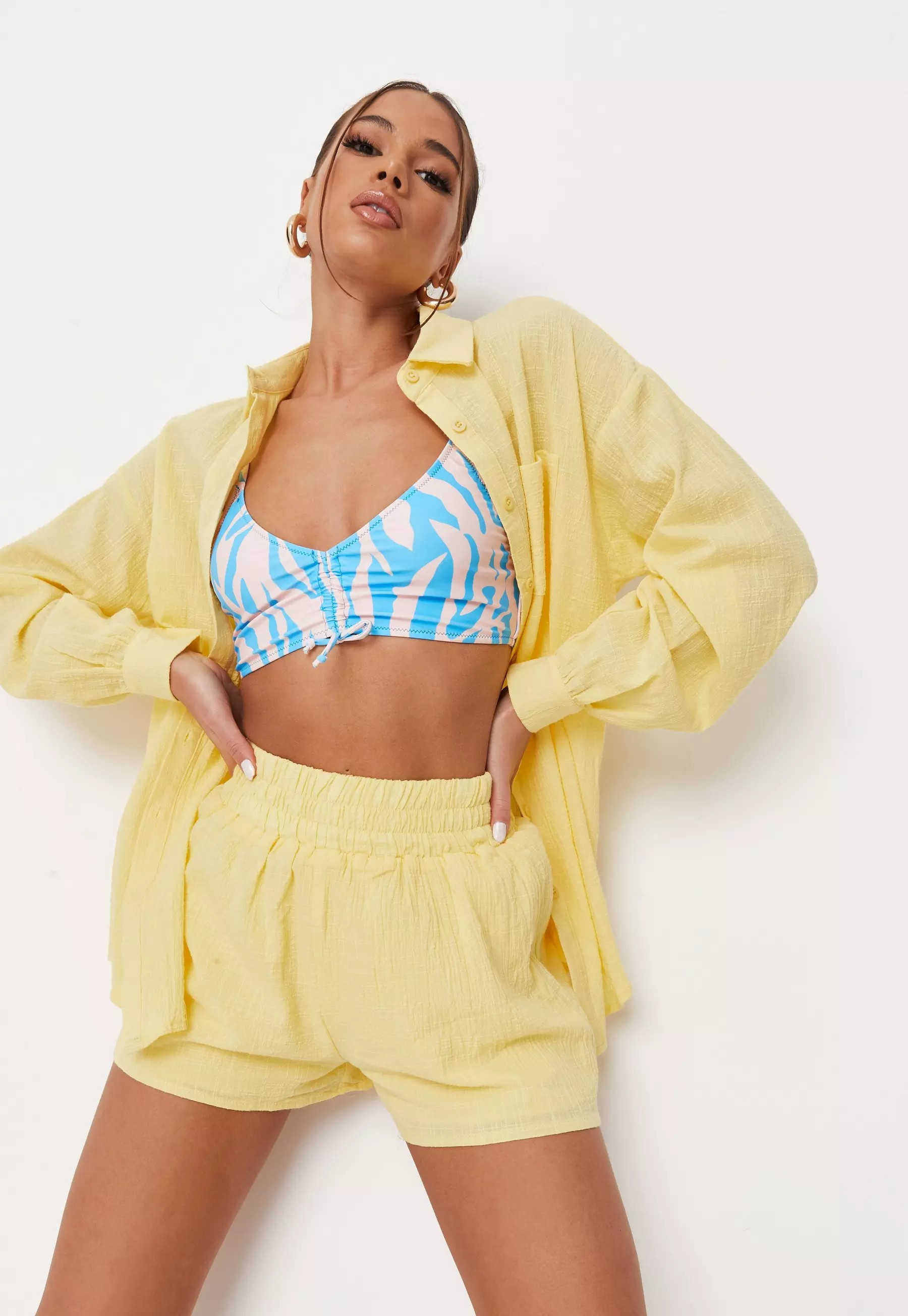 Lemon Linen Look Runner Shorts | Missguided (US & CA)