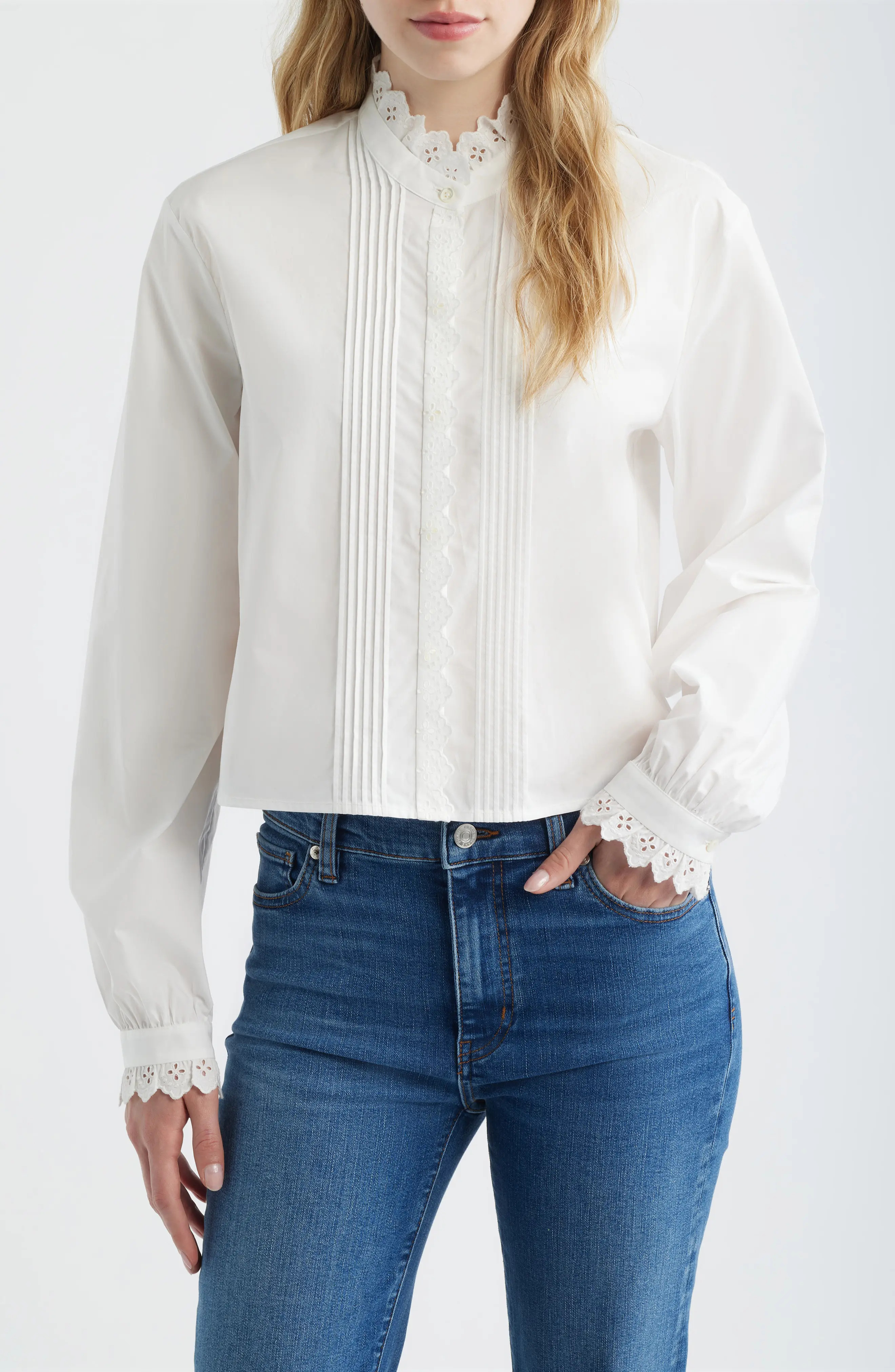 FRAME The Keepsake Lace & Pintuck Shirt (Women) | Nordstrom | Nordstrom