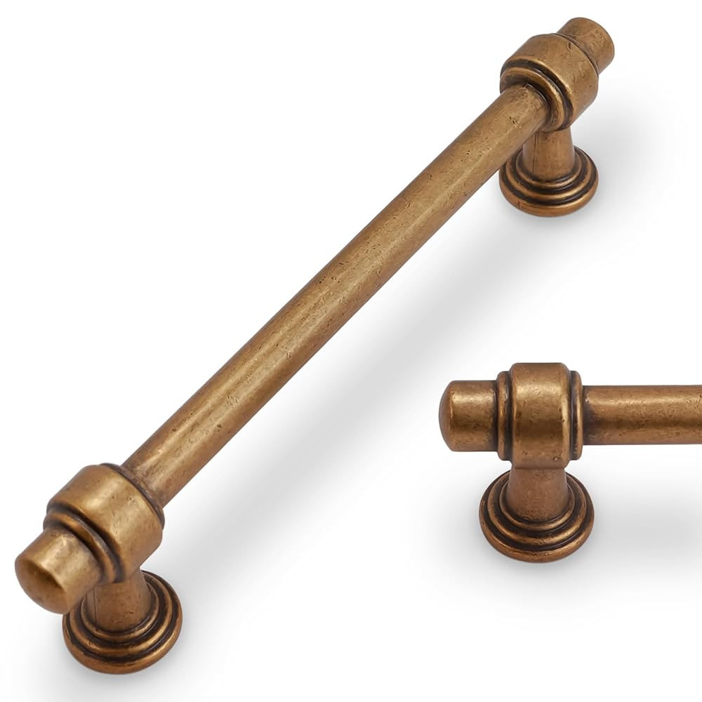 10 Pack 5 inch(128mm) Antique Brass Kitchen Cabinet Handles Cabinet Pulls Vintage Drawer Pulls Ag... | Amazon (US)