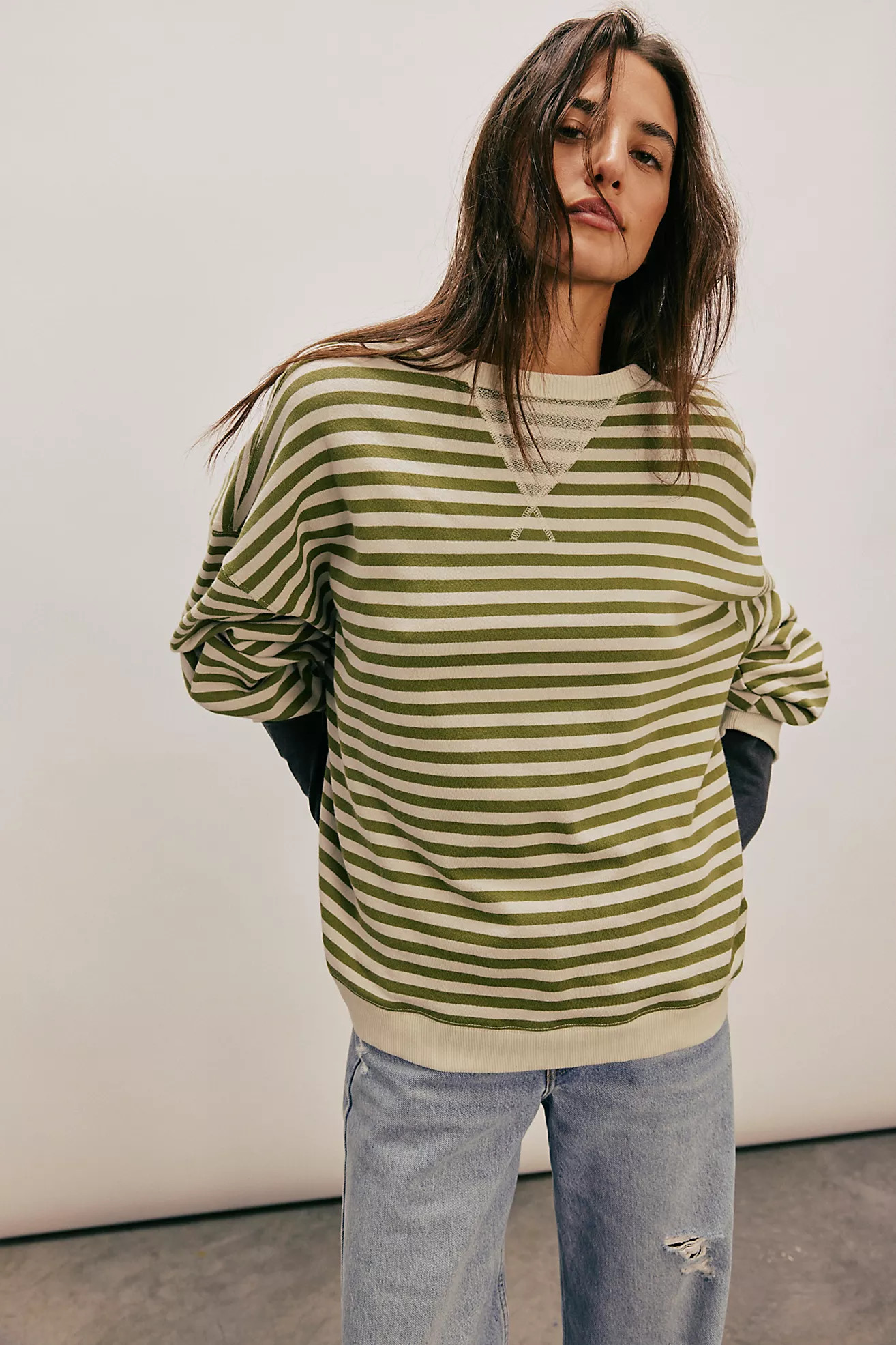 Classic Striped Oversized Crewneck | Free People (Global - UK&FR Excluded)