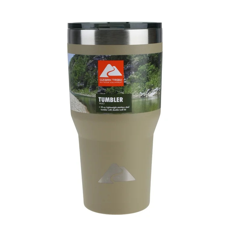 Ozark Trail Double Wall Vacuum Sealed Stainless Steel Tumbler 32 Ounce, Tan | Walmart (US)