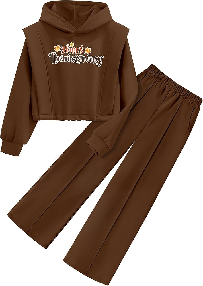 Girls Clothes 2 Piece Outfits Butterfly Print Hoodies Solid Sweatshirts Sweatpants Clothing Sets ... | Amazon (US)