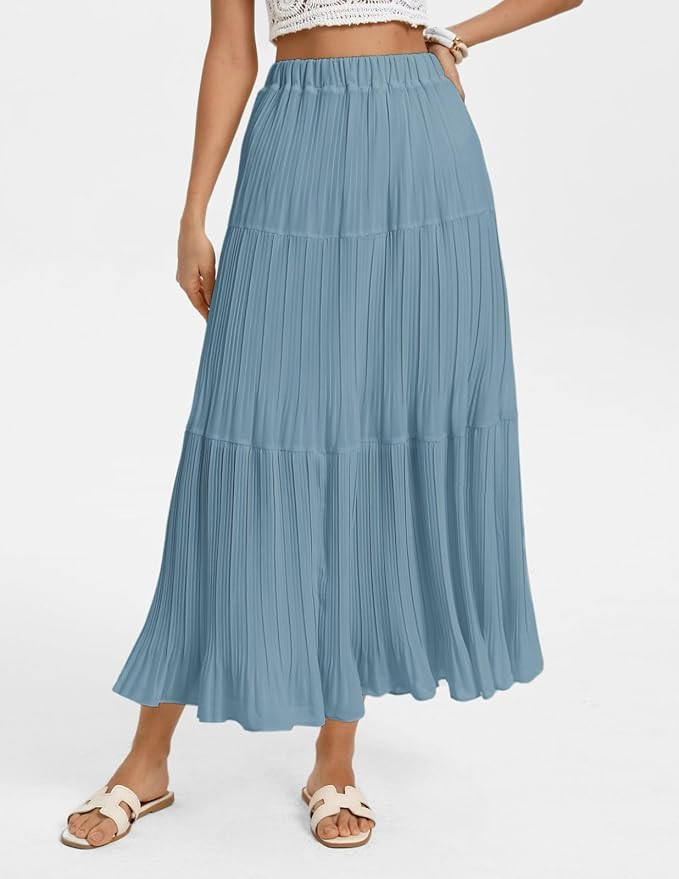 Kate Kasin 2026 Women's Chiffon Maxi Skirt, High Waist Pleated Skirts, Summer Flowy Long Skirts w... | Amazon (US)