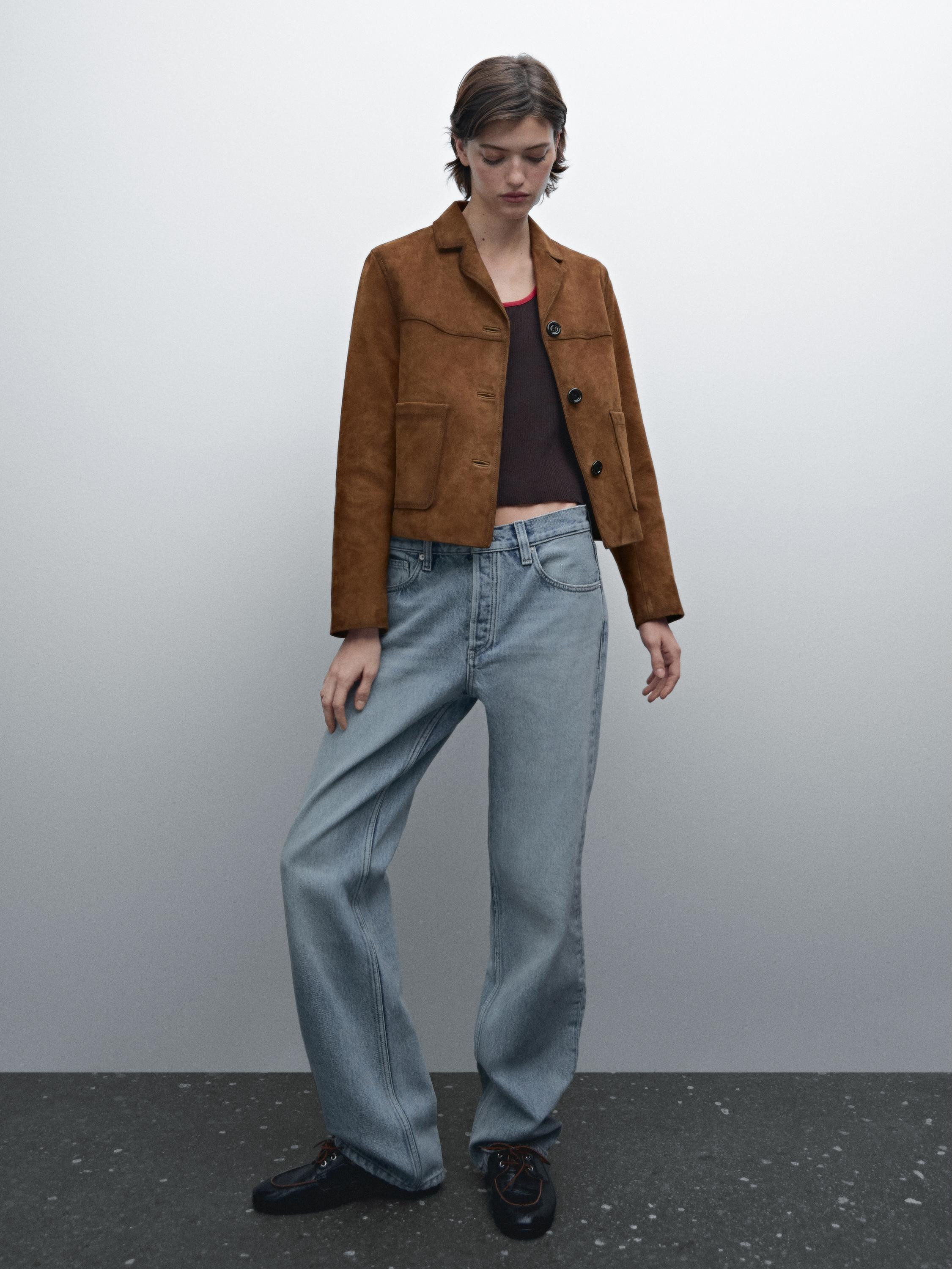 Suede leather jacket with pockets | Massimo Dutti UK