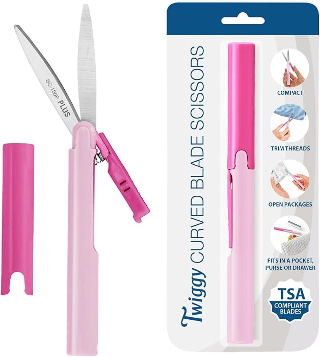 Plus Pen Style Non-Stick Compact TSA Twiggy Scissors with Cover, Pink | Amazon (US)